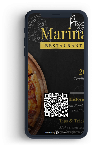 Digital menu for Pizza Marina restaurant